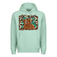 Seafoam highland cow western background Premium Hoodie - RanaPortraitStore