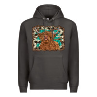 Smoke highland cow western background Premium Hoodie - RanaPortraitStore