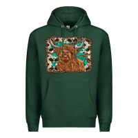 Sports Green highland cow western background Premium Hoodie - RanaPortraitStore