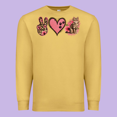 Peace Love Cats Premium Sweatshirt Designed By Jasminsmagicworld