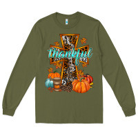 Army Green thankful cross Long Sleeve Tee - RacoonDesign