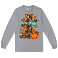 Heather Grey thankful cross Long Sleeve Tee - RacoonDesign