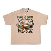 Burro Just A Girl Who Loves Coffee Urban Heavy Tee - CowhideDigitalArt