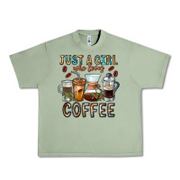 Oil Green Just A Girl Who Loves Coffee Urban Heavy Tee - CowhideDigitalArt