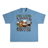 Pebble Blue Just A Girl Who Loves Coffee Urban Heavy Tee - CowhideDigitalArt