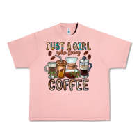 Salmon Just A Girl Who Loves Coffee Urban Heavy Tee - CowhideDigitalArt