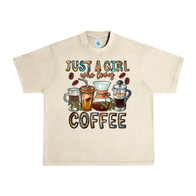 Just A Girl Who Loves Coffee Urban Heavy Tee by CowhideDigitalArt | Teevron
