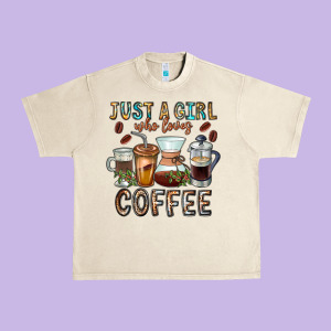 Just A Girl Who Loves Coffee Urban Heavy Tee Designed By Cowhidedigitalart