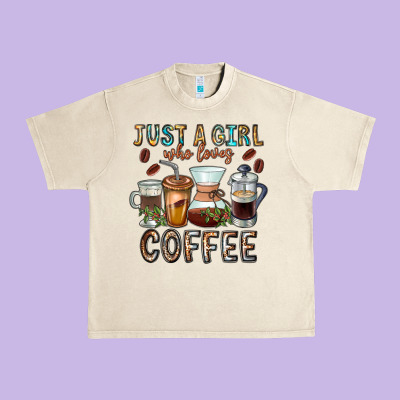 Just A Girl Who Loves Coffee Urban Heavy Tee Designed By Cowhidedigitalart