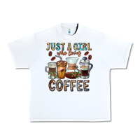 White Just A Girl Who Loves Coffee Urban Heavy Tee - CowhideDigitalArt