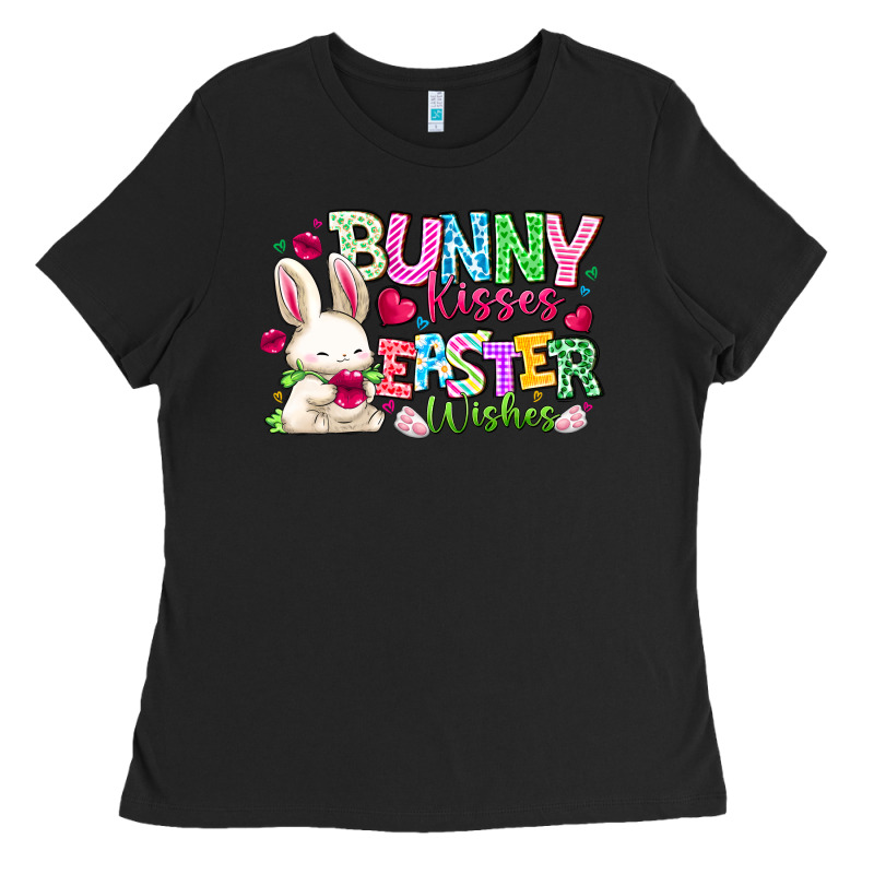 Bunny Kisses Easter Wishes Ladies Tee by CowhideDigitalArt | Teevron