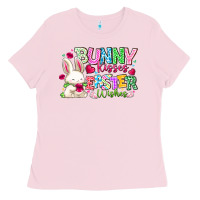 Bubblegum Pink Bunny Kisses Easter Wishes Ladies Tee - CowhideDigitalArt