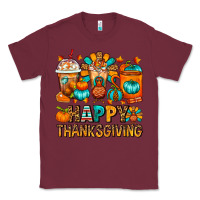 Burgundy Happy Thanksgiving Coffee Cups Classic Tee - FaDigitalArtStudio