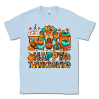 Dusty Blue Happy Thanksgiving Coffee Cups Classic Tee - FaDigitalArtStudio