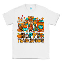 White Happy Thanksgiving Coffee Cups Classic Tee - FaDigitalArtStudio