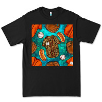 Black baseball leopard uniform and hotdog with gemstone seamless pattern Premium Tee - BundleAndBundleShop