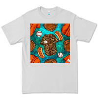 Dove Grey baseball leopard uniform and hotdog with gemstone seamless pattern Premium Tee - BundleAndBundleShop