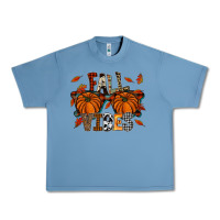 Pebble Blue autumn style with pumpkins Urban Heavy Tee - CowhideDigitalArt