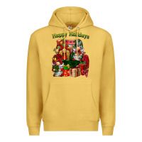 Antique Gold happy holidays gnomes truck Premium Hoodie - BarkalooDesign