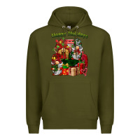 Army Green happy holidays gnomes truck Premium Hoodie - BarkalooDesign