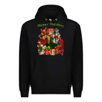 Black happy holidays gnomes truck Premium Hoodie - BarkalooDesign