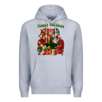 Heather Grey happy holidays gnomes truck Premium Hoodie - BarkalooDesign