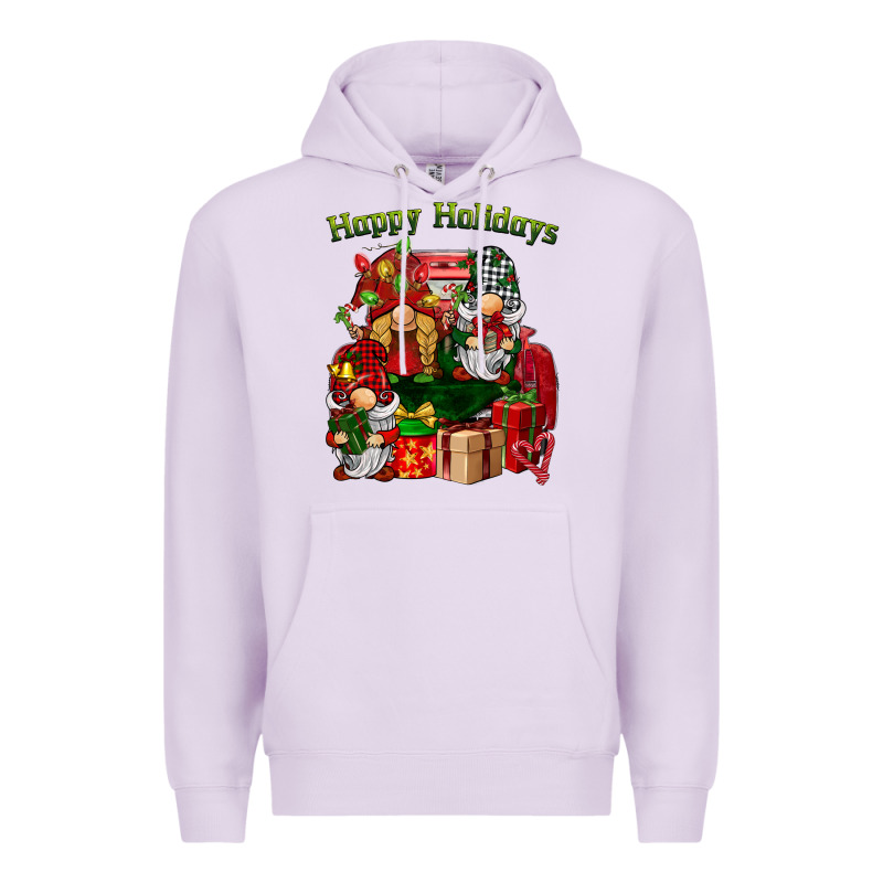 Happy Holidays Gnomes Truck Premium Hoodie by BarkalooDesign | Teevron
