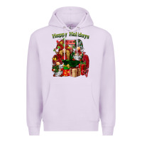 Lilac happy holidays gnomes truck Premium Hoodie - BarkalooDesign