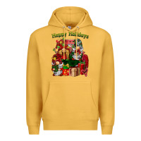 Mustard happy holidays gnomes truck Premium Hoodie - BarkalooDesign