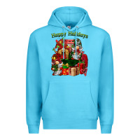 Ocean Blue happy holidays gnomes truck Premium Hoodie - BarkalooDesign