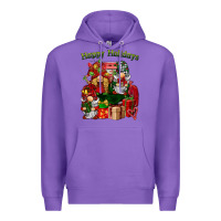 Purple happy holidays gnomes truck Premium Hoodie - BarkalooDesign