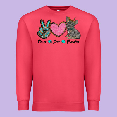 Peace Love Frenchie Premium Sweatshirt Designed By Ranaportraitstore