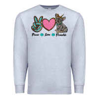 Heather Grey peace love frenchie Premium Sweatshirt - RanaPortraitStore