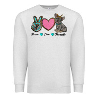 Oatmeal Heather peace love frenchie Premium Sweatshirt - RanaPortraitStore