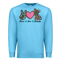 Ocean Blue peace love frenchie Premium Sweatshirt - RanaPortraitStore