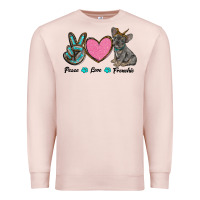 Pale Pink peace love frenchie Premium Sweatshirt - RanaPortraitStore