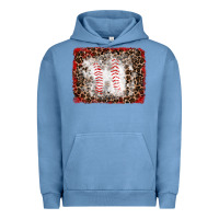 Pigment Pebble Blue baseball leopard background Urban Hoodie - RanaPortraitStore