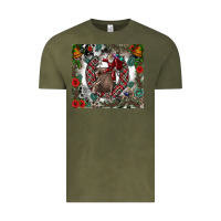Vintage Olive Rodeo Santa Vintage Tee - CowhideDigitalArt