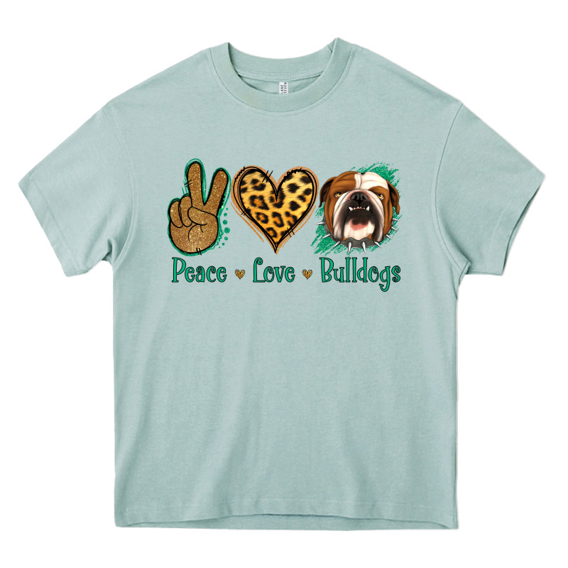 Peace Love Bulldog Heavy Core Tee by Jasminsmagicworld | Teevron