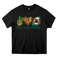Black Peace Love Bulldog Heavy Core Tee - Jasminsmagicworld