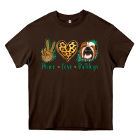 Chocolate Brown Peace Love Bulldog Heavy Core Tee - Jasminsmagicworld