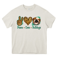 Cream Peace Love Bulldog Heavy Core Tee - Jasminsmagicworld