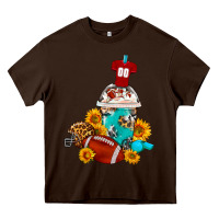 Chocolate Brown Football Frappe Coffee Heavy Core Tee - FaDigitalArtStudio