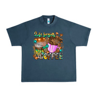 Midnight Navy Life Begins After Coffee Urban Heavy Tee - CowhideDigitalArt