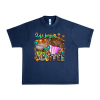 Navy Life Begins After Coffee Urban Heavy Tee - CowhideDigitalArt