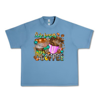 Pebble Blue Life Begins After Coffee Urban Heavy Tee - CowhideDigitalArt