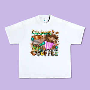 Life Begins After Coffee Urban Heavy Tee Designed By Cowhidedigitalart