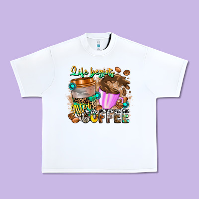 Life Begins After Coffee Urban Heavy Tee Designed By Cowhidedigitalart