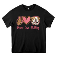 Black Peace Love Bulldog Heavy Core Tee - Jasminsmagicworld