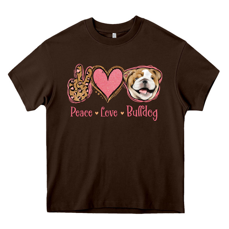 Peace Love Bulldog Heavy Core Tee by Jasminsmagicworld | Teevron